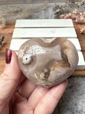 Beautiful Flower Agate Heart